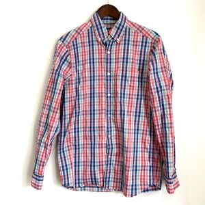 VINEYARD VINES Mens Small Blue Red Green Plaid Long Sleeve Button Up Shirt W5